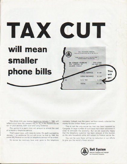 1965 Bell System Ad "Tax Cut"