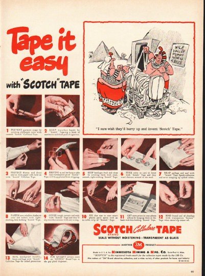 1948 Scotch Tape Ad "Tape it easy"