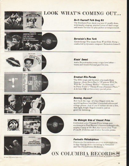 1961 Columbia Records Ad "Look What's Coming Out"