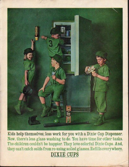 1961 Dixie Cups Ad "Kids help themselves"