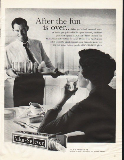 1961 Alka-Seltzer Ad "After the fun"