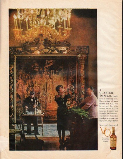 1961 Seagram's V.O. Canadian Whisky Ad "Quarter to Six"