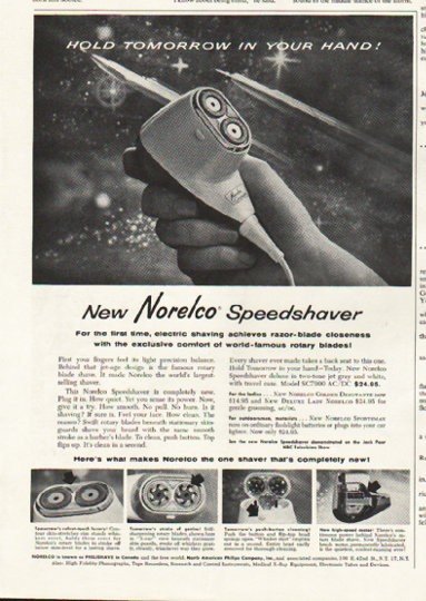 1958 Norelco Ad "Hold Tomorrow"