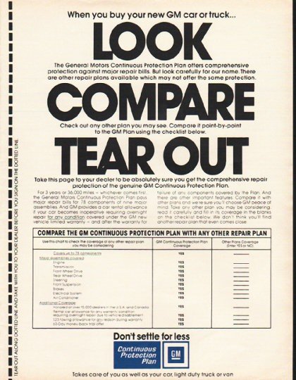 1980 General Motors Ad "Continuous Protection Plan"