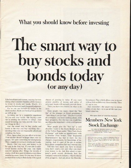 1961 Members New York Stock Exchange Ad "smart way"