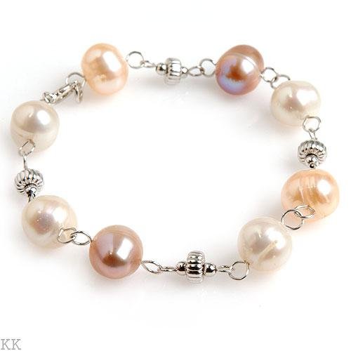 Adorable Genuine Pearl Bracelet in Solid Stearling Silver