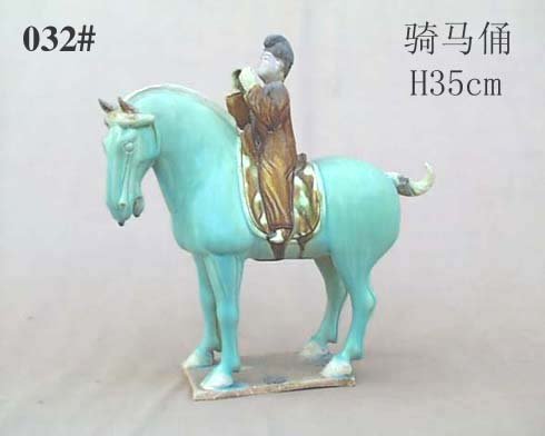 Handmade Tri-colored Pottery Horse Rider