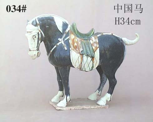 Handmade Tri-colored Pottery Chinese Horse