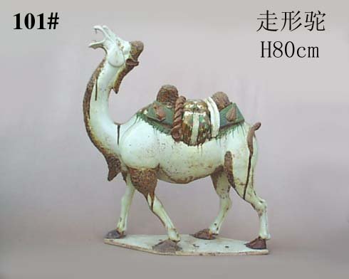 Handmade Tri-colored Pottery Walking Camel