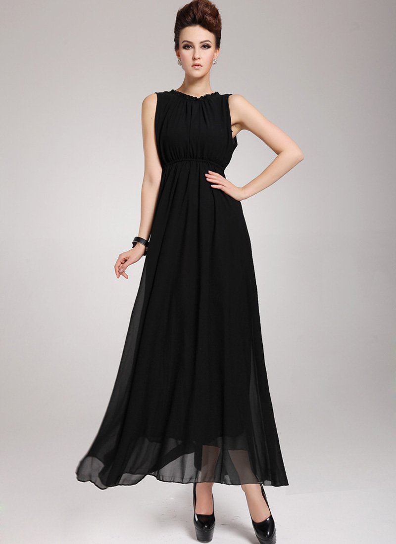 Black Maxi Dress with V Back Design RM 44