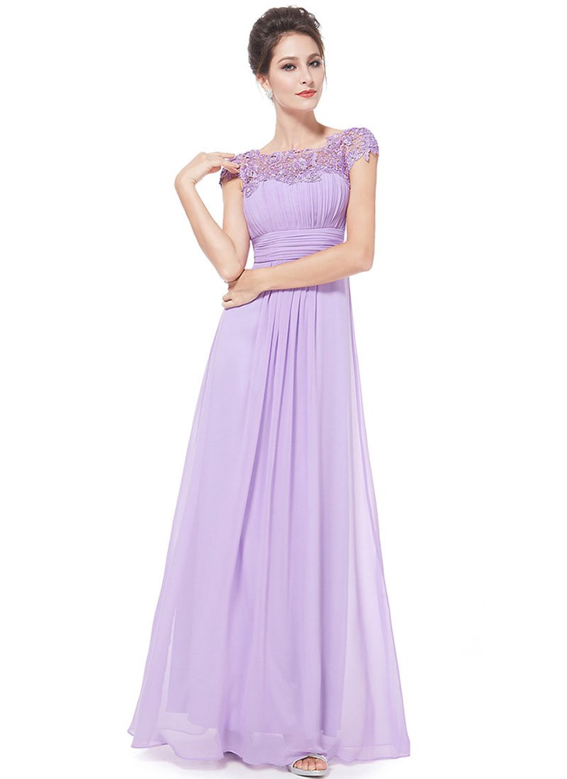 Embellished Open Back Violet Lace Chiffon Evening Gown RM450