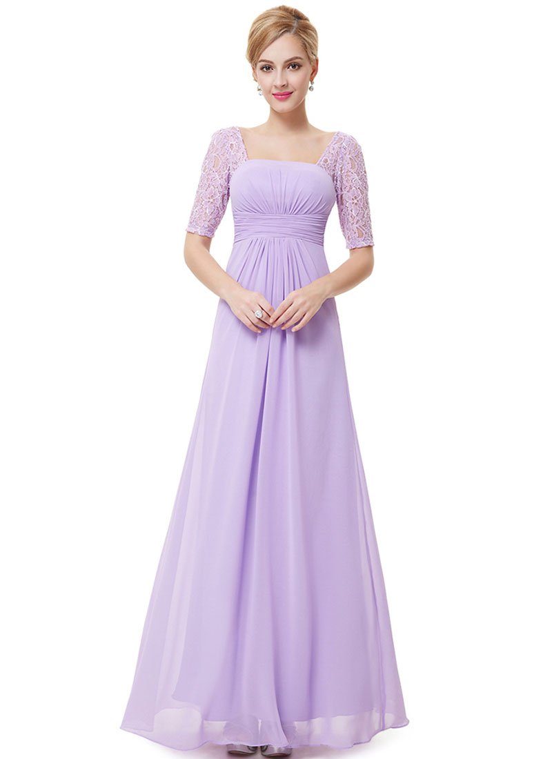 Empire Waisted Thistle Lace Chiffon Maxi Dress with Open Back RM452
