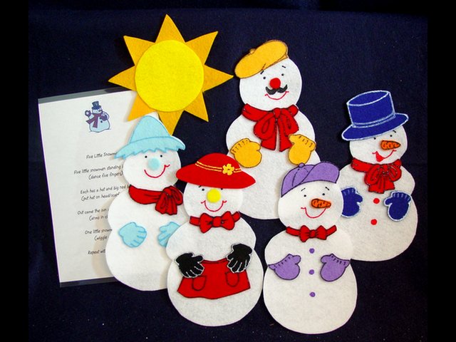 Five Little Snowmen 6 pc Flannel Felt Story + rhyme