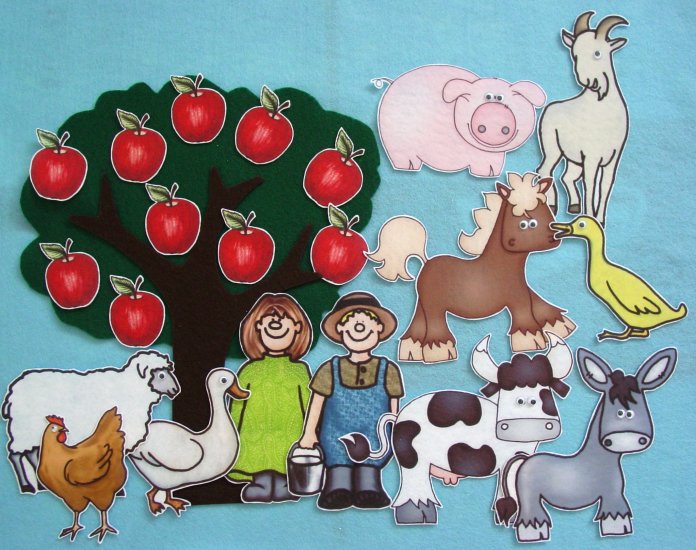 Ten Red Apples 23-pc Flannel Felt Set
