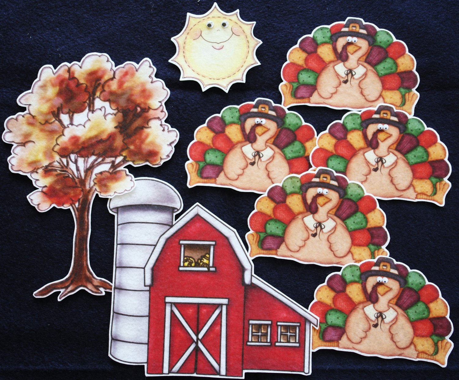 Five Little Turkeys 8-pc Flannel Felt Story