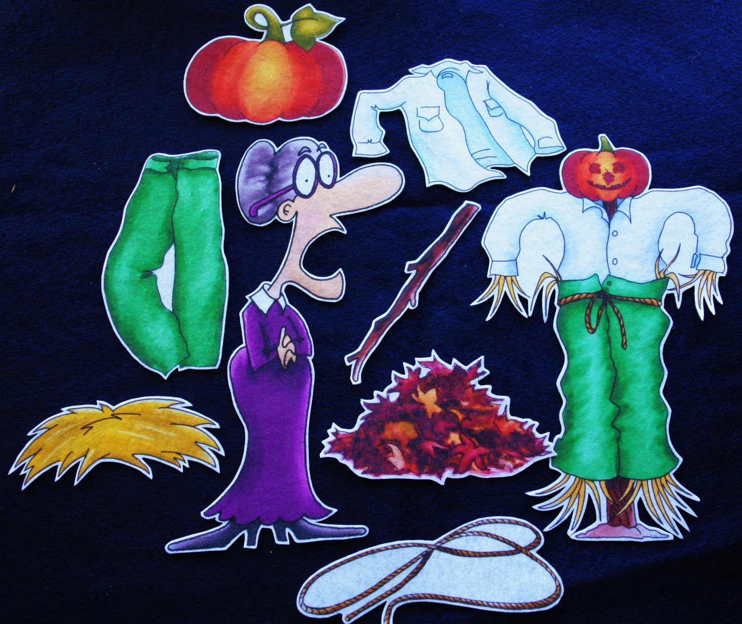 An Old Lady who Swallowed Some Leaves 9-pc Felt Story