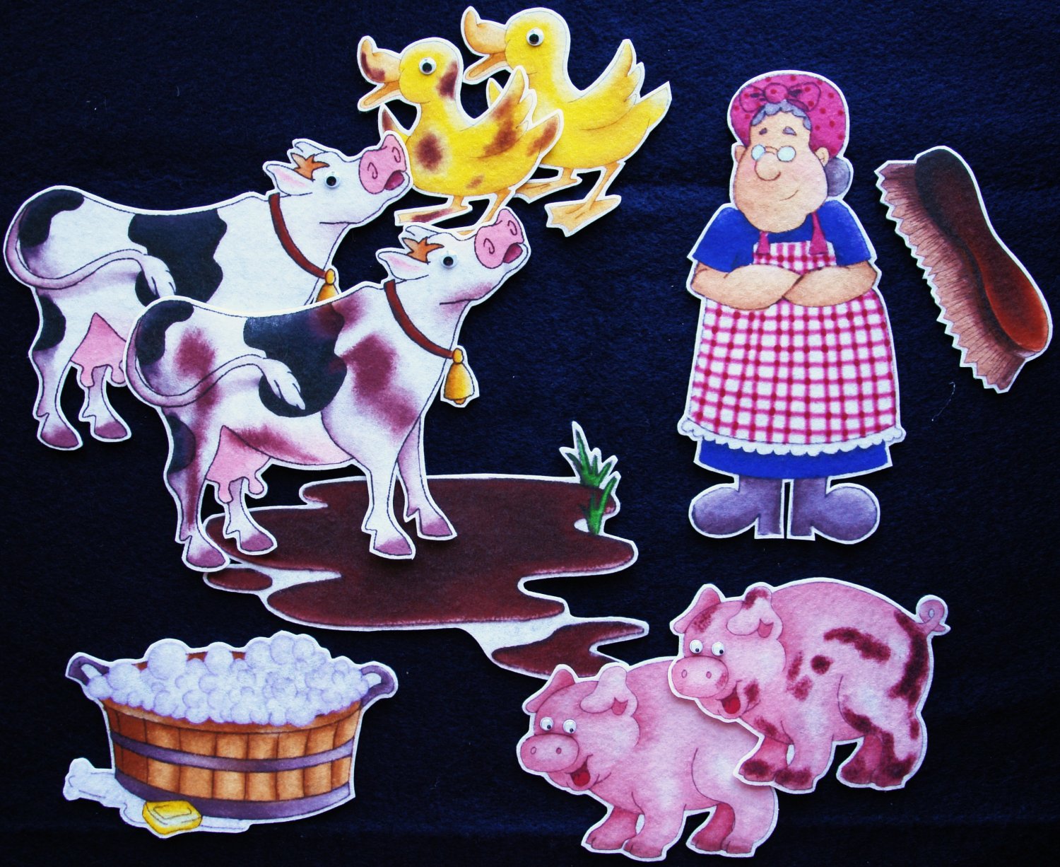 Mrs. Wishy-Washy 10-pc Flannel Board Felt Story