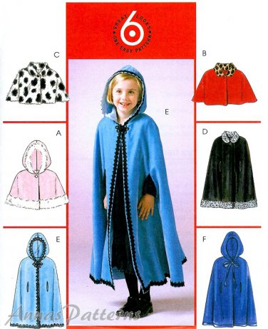 Girls Toddler Capelet Sewing Pattern Hood Lined MuuMuu Long Short Faux Fur Jacket 4703 2-5