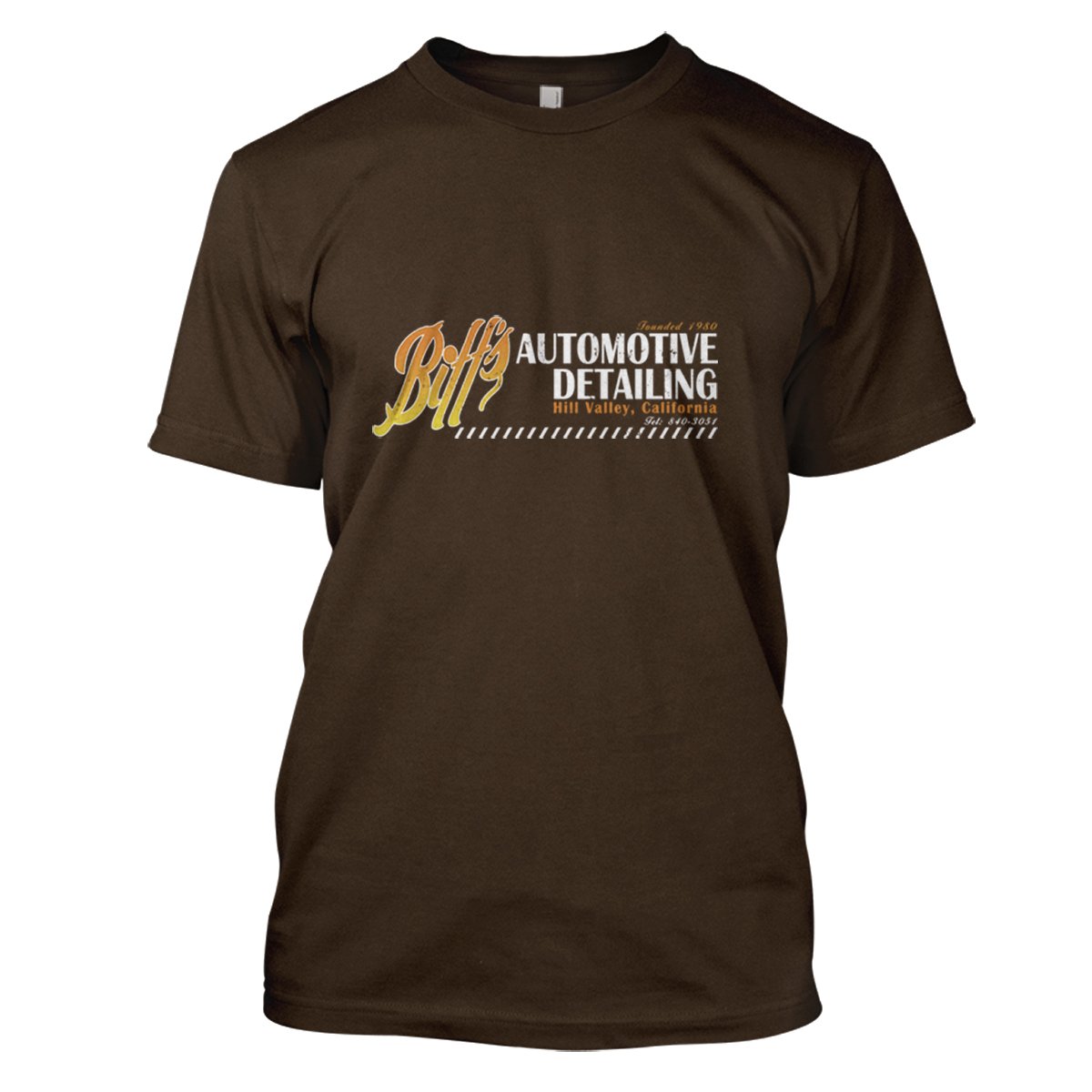 Back To The Future: Biff's Auto Detailing Mens Movie T-Shirt Large Brown