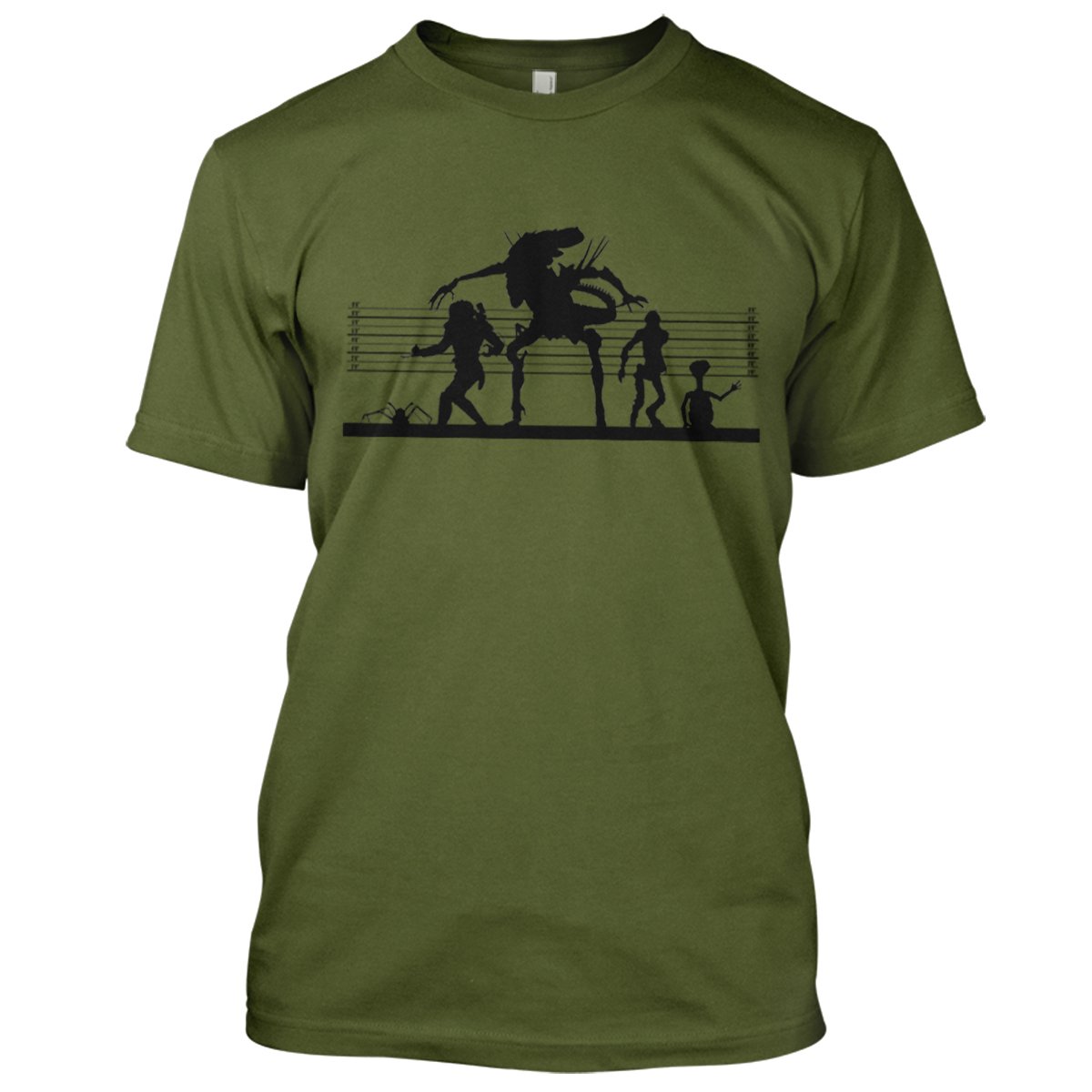 Alien Suspects Mens Movie T-Shirt Large Military Green