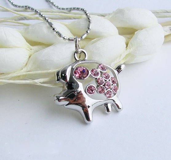 Cute Piggy Crystal Necklace