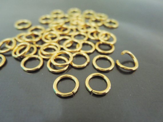 Finding - 10 pcs 8mm Gold Open Jump Rings