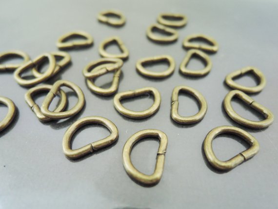 Finding - 10 pcs Antique Brass Semicircle Metal Arc Connector Small D Ring Opening Jump 13mm X 9mm