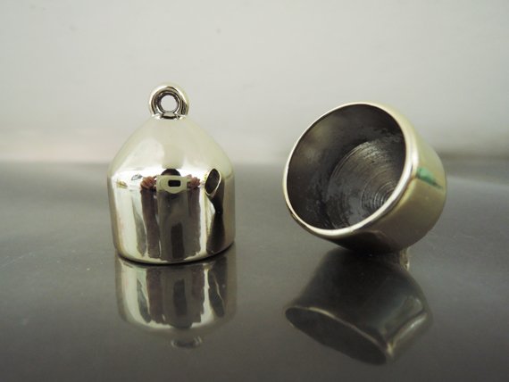 Finding - 2 pcs Gold Lage End Cap with Loop ( Inside 18mm )