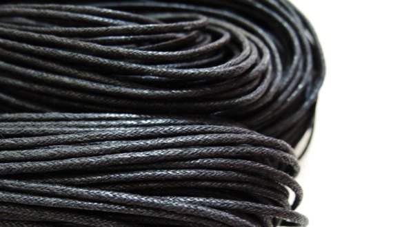 2 Yards 1.5mm Black Round Cotton Wax Cords