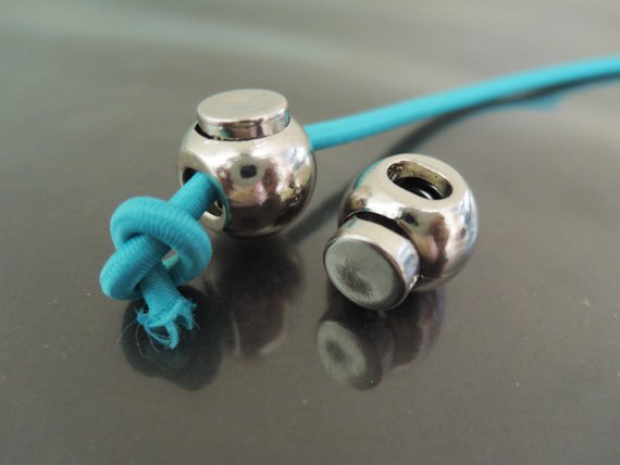 Finding - 2 pcs Silver Metal End Lock Cord Stopper