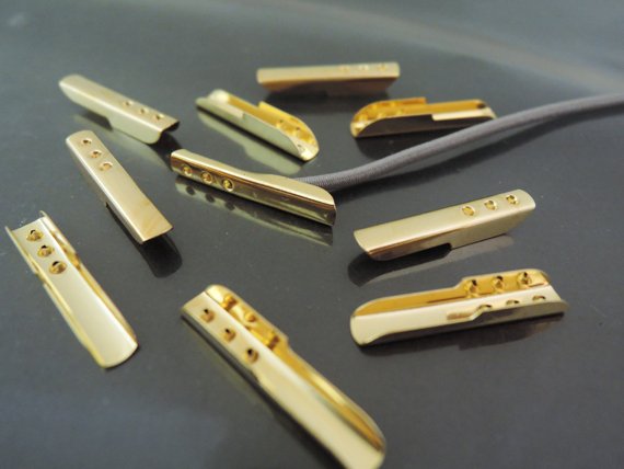 Finding - 20 pcs Gold Metal Fold Over Crimp 16.5mm x 2mm