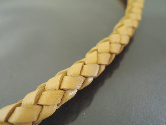 Half Yard 9mm Nature Brown Genuine Braided Round Leather Cord