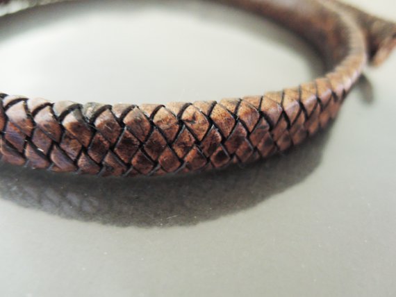 Half Yard 12mm x 5mm Brown Flat Braided Leather Cord