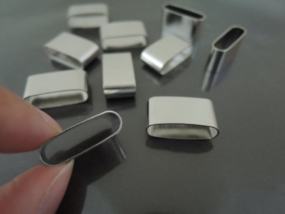 Finding - 2pcs Silver Tube Beads Metal Tube Beads Brass Tube Bead Flat Tone Spacer Bead