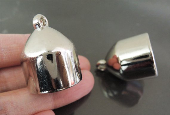 Finding - 2 pcs Silver Lage End Cap with Loop ( Inside 18mm )