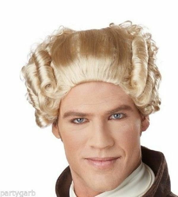 Blonde Th Century Peruke Wig Colonial Man Historical President Judge