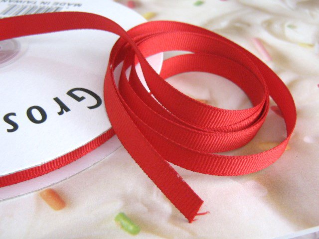 3/8 Inch Wide Red Grosgrain Ribbon Trim 5 Yards