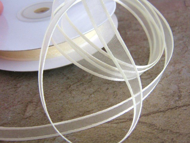 3/8 Inch Wide Ivory Organza Ribbon Satin Edge 4 Yards Wedding Corsage Floral Supply