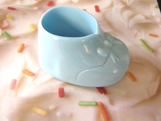 Blue Baby Bootie 3x2 Inch Plastic Shoes Baby Shower Decor Cake Topper