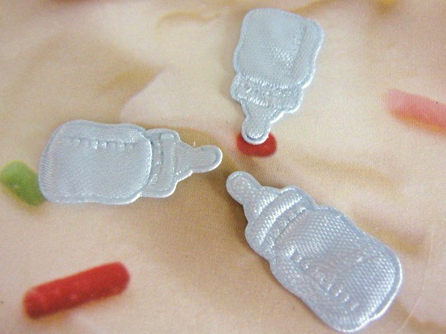 Blue Baby Bottle Fabric Confetti Baby Shower Die Cuts 144pcs
