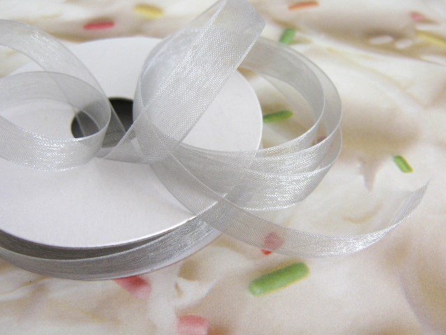 Gray Organza Ribbon Trim 3/8 Inch for 4 yards Floral Supplies