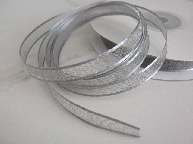 Gray Organza Ribbon Satin Edge 3/8 Inch Wide 4 yards Floral Supply