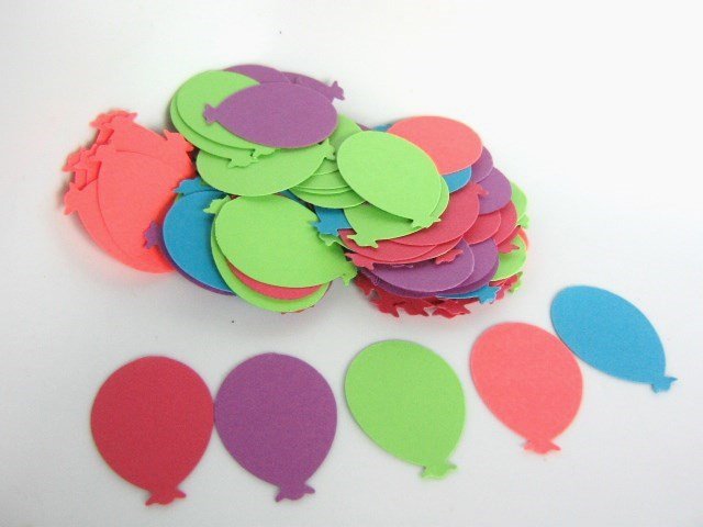 105pcs Balloon Die Cut Pink Green Blue Purple Confetti 65lb Cardstock