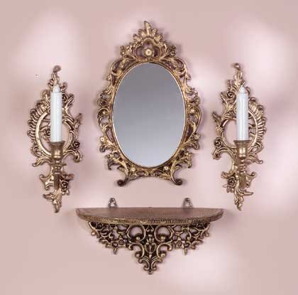 Baroque Mirror and Candle Sconces