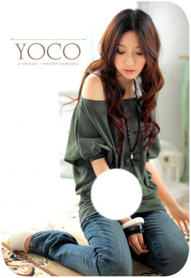 Korean Off Shoulder Sexy Trendy Summer Fall Top - Green