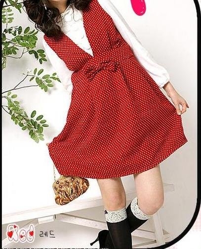 Gmarket Korean Red Polka Dot Dress