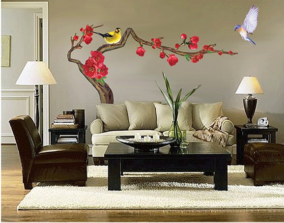 CP-034 Bird Flower Tree Wall Decor Art Adhesive Sticker - Free shipping