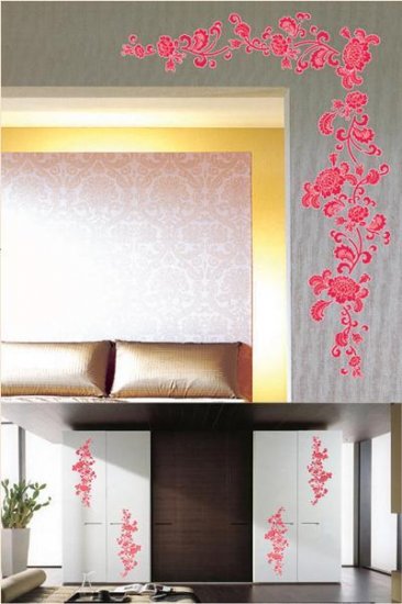 PS58013 Graffiti Flowers Wall Decor Art Adhesive Sticker