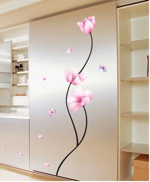 KR-011 Rose Pink Flower Adhesive Peel & Stick Wall Decor Art Sticker - Free shipping
