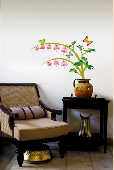 WDS-002 Butterfly & Flowers Wall Decor Art Adhesive Sticker - Perfect Christmas Gift!